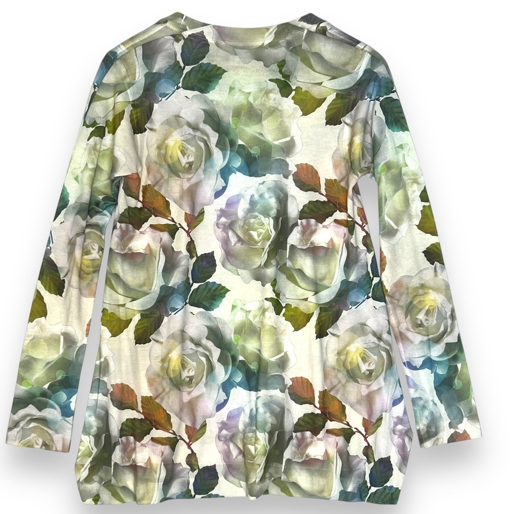 Soft Surroundings Watercolor Rose Floral Lightweight Knit Top Tunic Blouse XS - Picture 2 of 9